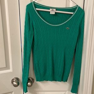 Kelly Green Lacoste cableknit sweater